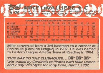 1988 Topps - Collector's Edition (Tiffany) #539 Mike LaValliere Back
