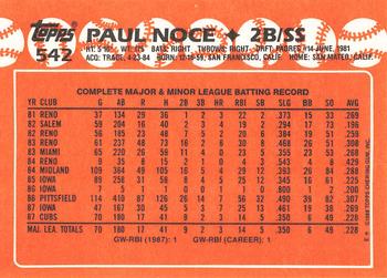 1988 Topps - Collector's Edition (Tiffany) #542 Paul Noce Back