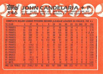 1988 Topps - Collector's Edition (Tiffany) #546 John Candelaria Back