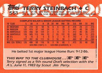 1988 Topps - Collector's Edition (Tiffany) #551 Terry Steinbach Back