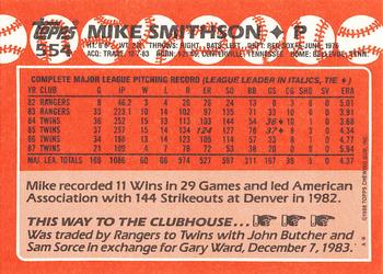 1988 Topps - Collector's Edition (Tiffany) #554 Mike Smithson Back