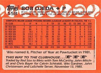 1988 Topps - Collector's Edition (Tiffany) #558 Bob Ojeda Back