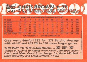 1988 Topps - Collector's Edition (Tiffany) #568 Chris Brown Back