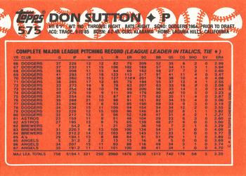 1988 Topps - Collector's Edition (Tiffany) #575 Don Sutton Back