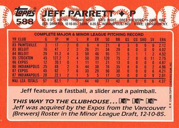 1988 Topps - Collector's Edition (Tiffany) #588 Jeff Parrett Back