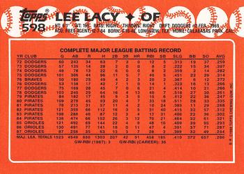 1988 Topps - Collector's Edition (Tiffany) #598 Lee Lacy Back