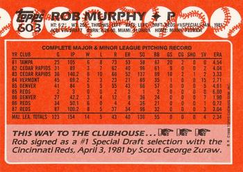 1988 Topps - Collector's Edition (Tiffany) #603 Rob Murphy Back