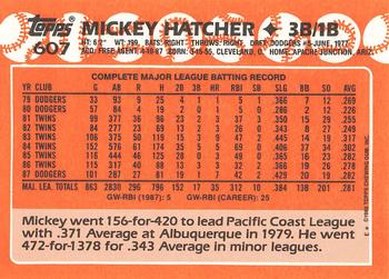1988 Topps - Collector's Edition (Tiffany) #607 Mickey Hatcher Back