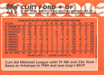 1988 Topps - Collector's Edition (Tiffany) #612 Curt Ford Back