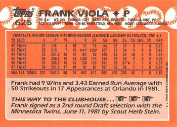 1988 Topps - Collector's Edition (Tiffany) #625 Frank Viola Back