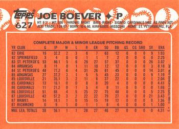 1988 Topps - Collector's Edition (Tiffany) #627 Joe Boever Back