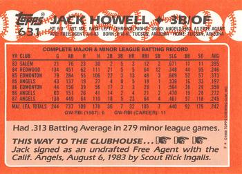 1988 Topps - Collector's Edition (Tiffany) #631 Jack Howell Back