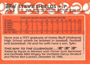 1988 Topps - Collector's Edition (Tiffany) #632 Steve Shields Back