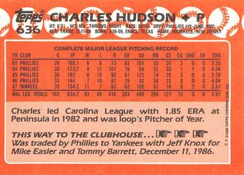 1988 Topps - Collector's Edition (Tiffany) #636 Charles Hudson Back