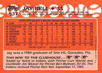 1988 Topps - Collector's Edition (Tiffany) #637 Jay Bell Back