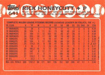 1988 Topps - Collector's Edition (Tiffany) #641 Rick Honeycutt Back