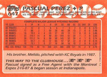1988 Topps - Collector's Edition (Tiffany) #647 Pascual Perez Back