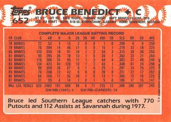 1988 Topps - Collector's Edition (Tiffany) #652 Bruce Benedict Back