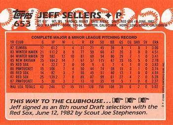 1988 Topps - Collector's Edition (Tiffany) #653 Jeff Sellers Back
