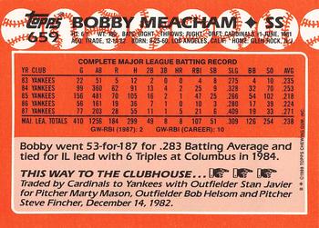 1988 Topps - Collector's Edition (Tiffany) #659 Bobby Meacham Back