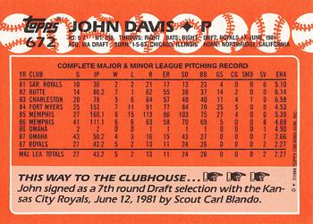 1988 Topps - Collector's Edition (Tiffany) #672 John Davis Back