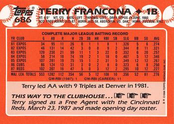 1988 Topps - Collector's Edition (Tiffany) #686 Terry Francona Back