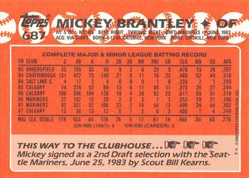 1988 Topps - Collector's Edition (Tiffany) #687 Mickey Brantley Back