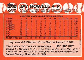 1988 Topps - Collector's Edition (Tiffany) #690 Jay Howell Back