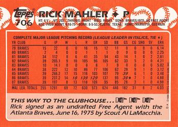 1988 Topps - Collector's Edition (Tiffany) #706 Rick Mahler Back