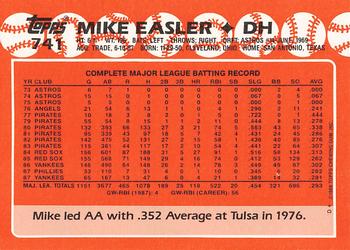 1988 Topps - Collector's Edition (Tiffany) #741 Mike Easler Back