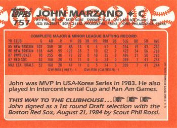 1988 Topps - Collector's Edition (Tiffany) #757 John Marzano Back