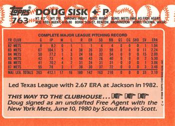 1988 Topps - Collector's Edition (Tiffany) #763 Doug Sisk Back