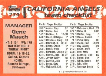 1988 Topps - Collector's Edition (Tiffany) #774 Gene Mauch Back