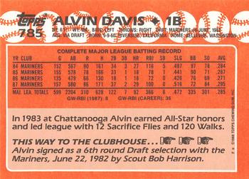 1988 Topps - Collector's Edition (Tiffany) #785 Alvin Davis Back