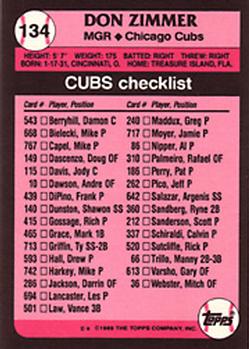1989 Topps - Collector's Edition (Tiffany) #134 Don Zimmer Back