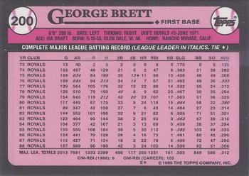 1989 Topps - Collector's Edition (Tiffany) #200 George Brett Back