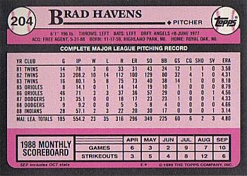 1989 Topps - Collector's Edition (Tiffany) #204 Brad Havens Back