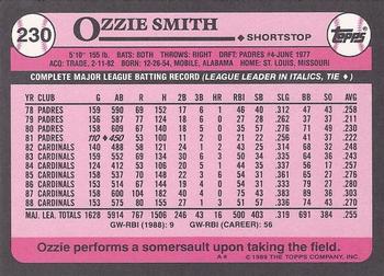 1989 Topps - Collector's Edition (Tiffany) #230 Ozzie Smith Back