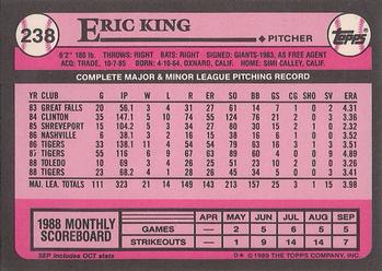 1989 Topps - Collector's Edition (Tiffany) #238 Eric King Back