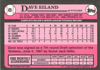 1989 Topps - Collector's Edition (Tiffany) #8 Dave Eiland Back
