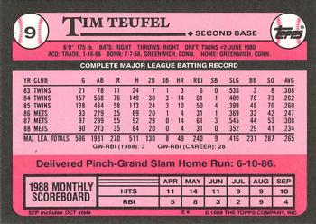 1989 Topps - Collector's Edition (Tiffany) #9 Tim Teufel Back