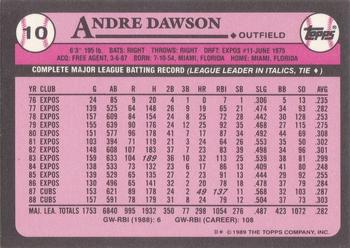 1989 Topps - Collector's Edition (Tiffany) #10 Andre Dawson Back
