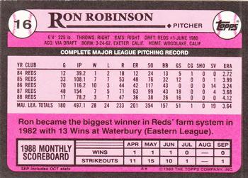 1989 Topps - Collector's Edition (Tiffany) #16 Ron Robinson Back