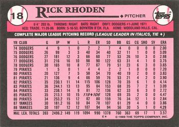 1989 Topps - Collector's Edition (Tiffany) #18 Rick Rhoden Back