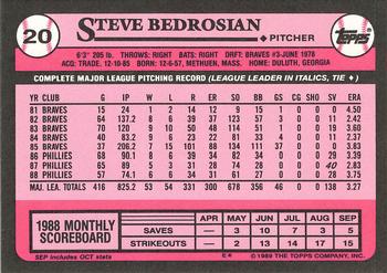 1989 Topps - Collector's Edition (Tiffany) #20 Steve Bedrosian Back