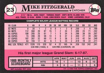 1989 Topps - Collector's Edition (Tiffany) #23 Mike Fitzgerald Back