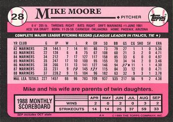 1989 Topps - Collector's Edition (Tiffany) #28 Mike Moore Back