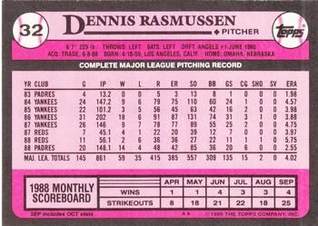 1989 Topps - Collector's Edition (Tiffany) #32 Dennis Rasmussen Back