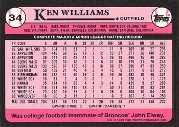 1989 Topps - Collector's Edition (Tiffany) #34 Ken Williams Back