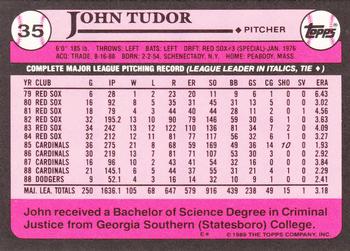 1989 Topps - Collector's Edition (Tiffany) #35 John Tudor Back
